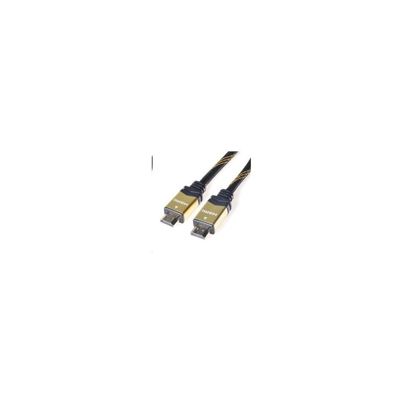 PREMIUMCORD Gold HDMI High Speed + Ethernet kabel (v1.4), opletený, zlacené konektory, 1m
