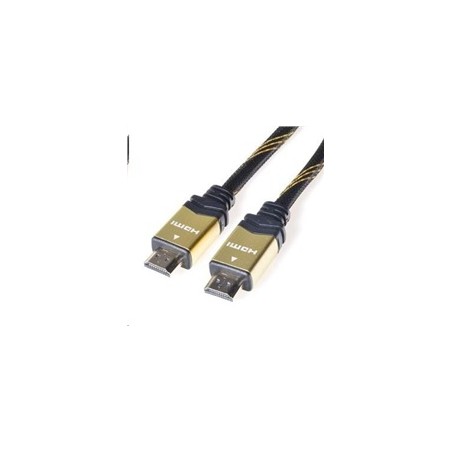 PREMIUMCORD Gold HDMI High Speed + Ethernet kabel (v1.4), opletený, zlacené konektory, 1m