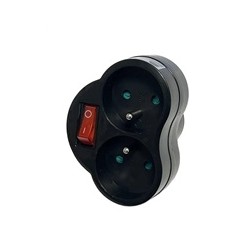 Konnoc DX-R2S rozbočka dvojzásuvka s vypínačem černá