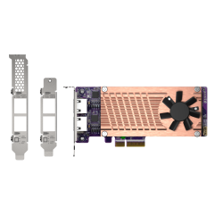 QNAP QM2 series, 2 x PCIe 2280 M.2 SSD slots, PCIe Gen3 x 4 , 2 x Intel I225LM 2.5GbE NBASE-T port