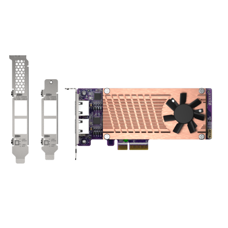 QNAP QM2 series, 2 x PCIe 2280 M.2 SSD slots, PCIe Gen3 x 4 , 2 x Intel I225LM 2.5GbE NBASE-T port