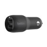 Belkin Car Charger/Dual USB-A 24W Black