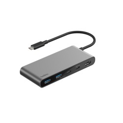 Belkin CONNECT 7-IN-1 USB-C Hub Mit/Dual USB-C Ports Silber