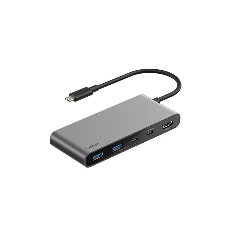 Belkin CONNECT 7-IN-1 USB-C Hub Mit/Dual USB-C Ports Silber