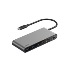 BELKIN CONNECT 8-IN-1 USB-C HUB/DUAL USB-C PORTS - SILBER