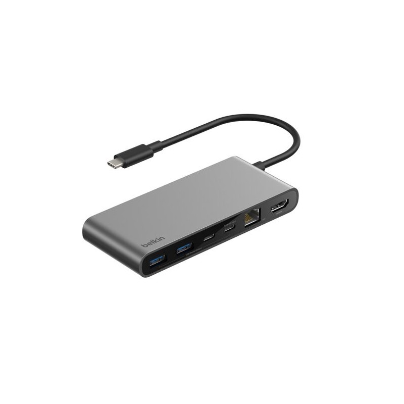 Belkin CONNECT 8-IN-1 USB-C Hub/Dual USB-C Ports - Silber