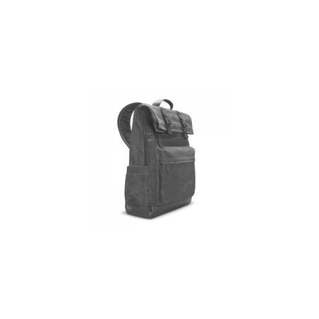 V7 16IN Elite Canvas Backpack BLK/Rolltop Quick Access Pocket
