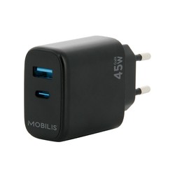 Mobilis Wall Charger - 45W - 1 USB A +/1 USB C - GaN
