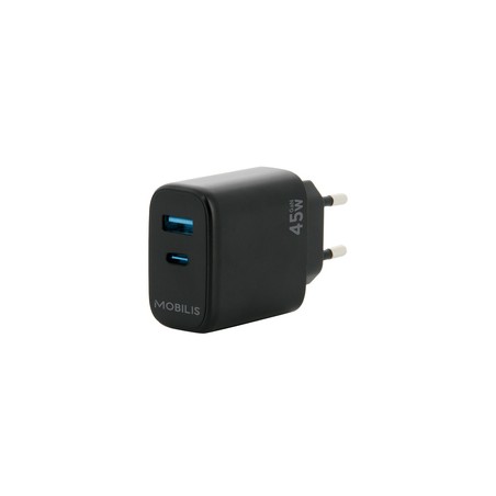 Mobilis Wall Charger - 45W - 1 USB A +/1 USB C - GaN