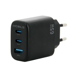 Mobilis Wall Charger - 65W - 2 USB C +/1 USB A - GaN