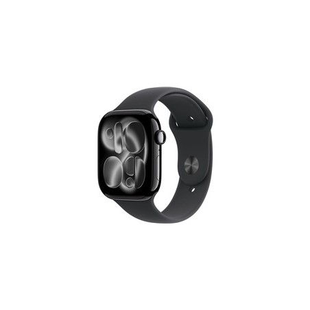 Apple Watch Series 11 GPS 46mm Jet Black Aluminium Case with Black Sport Band - S/M