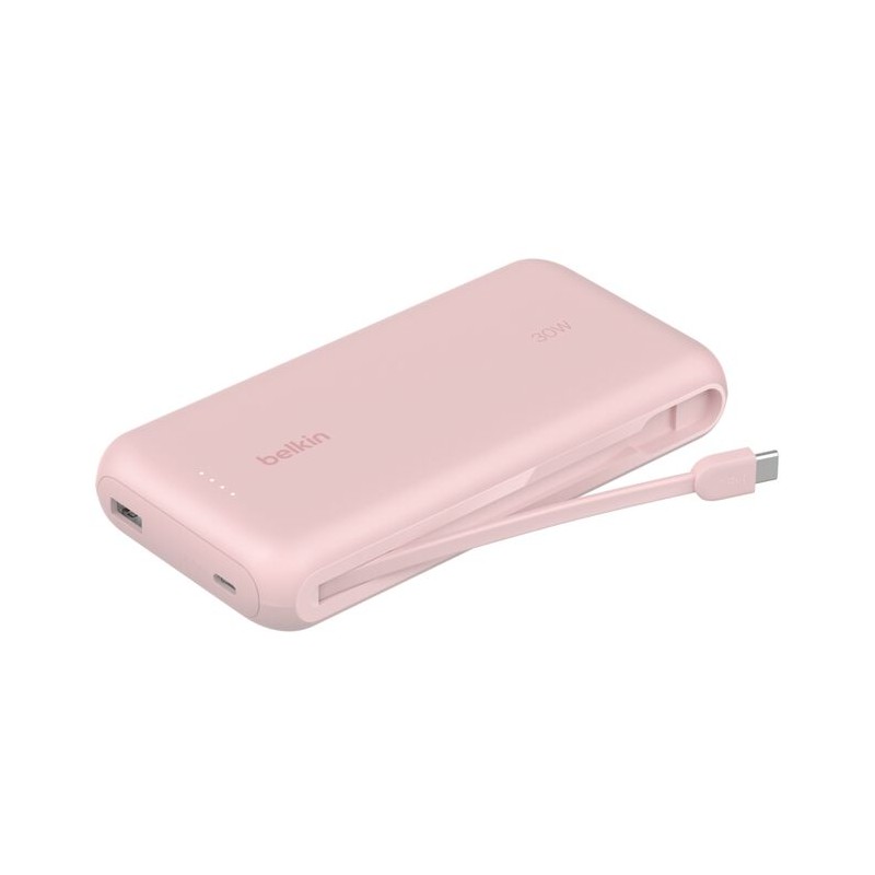 20K PD30W INTEGRATED USB-C/CABLE POWER BANK PINK