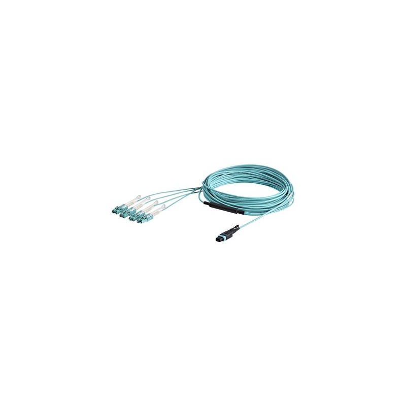 10M MTP TO LC BREAKOUT CABLE/OM3 40GB - PUSH/PULL TAB