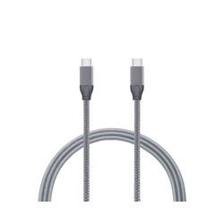 5M USB-C GEN2X2 M/M 20GB 100W/20V/5A GREY BRAIDED OD 5.5MM