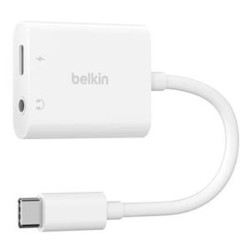 Belkin NPA004BTWH Rockstar 3.5MM Jack/Audio And USB-C Charging Adapter