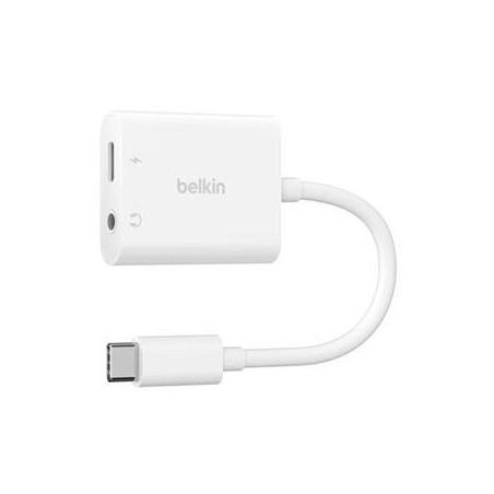 Belkin NPA004BTWH Rockstar 3.5MM Jack/Audio And USB-C Charging Adapter