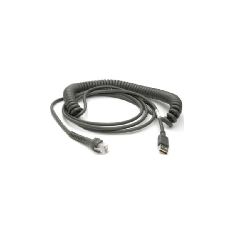 Zebra Cable - Shielded USB: Series A Connector, 15FT. (4.6M), Coiled