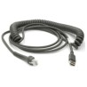 Zebra Cable - Shielded USB: Series A Connector, 15FT. (4.6M), Coiled