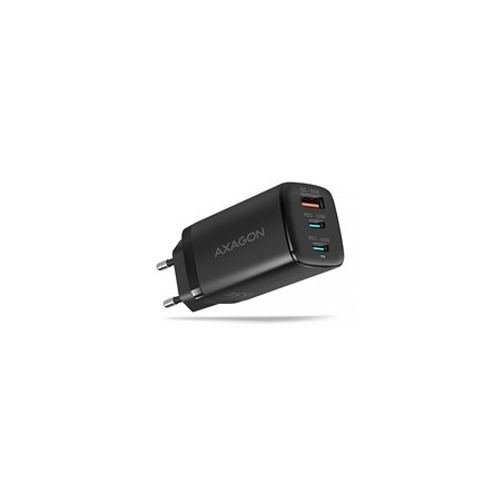 AXAGON ACU-DPQ65, GaN nabíječka do sítě 65W, 3x port (USB-A + dual USB-C), PD3.0/QC4+/PPS/Apple, černá