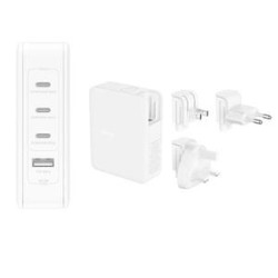 Belkin 140W 4-Ports USB GaN Wall/Charger With UK/EU/US Plug Tips