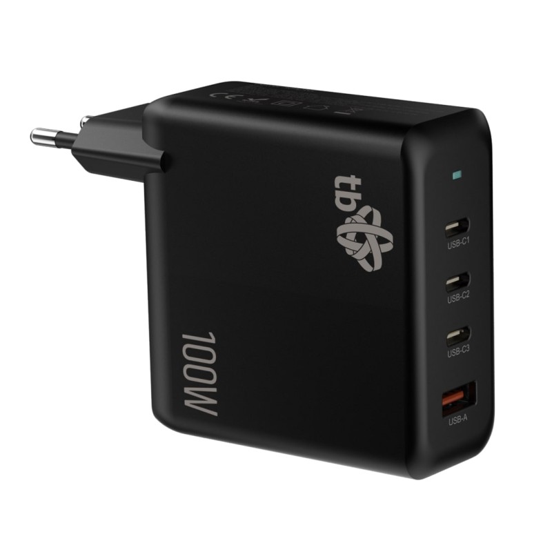 TB 3x USB-C + 1x USB-A nabíječka, GaN, 100W, černá