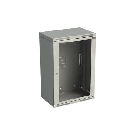 Rozvaděč nástěnný SENSA 18U 400mm, dveře sklo, RAL 7035, SENSA-18U-64-11-G