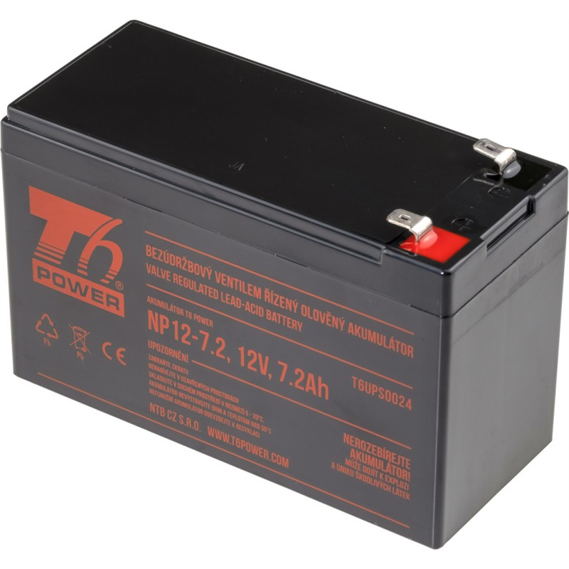Akumulátor T6 Power NP12-7.2, 12V, 7,2Ah, F2