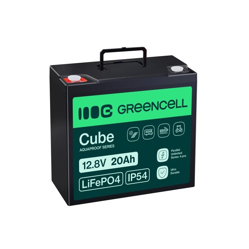 Green Cell CUBE LiFePO4 20Ah 12.8V 256Wh lithium Iron fosfátová baterie pro traktor, elektrická vozidla