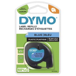 Dymo originální páska do tiskárny štítků, Dymo, S0721650, černý tisk/modrý podklad, 4m, 12mm, LetraTag plastová páska
