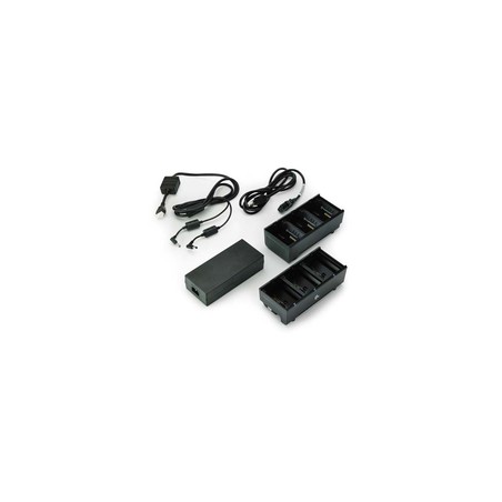 Two 3 slot battery chargers (charges 6 batteries) with power supply and Y cable ZQ600, QLn or ZQ500. UK power cord included