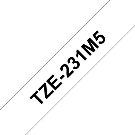 Brother TZE231 Laminated Tapes 12MM 8M/Black ON White Background (5 PAC