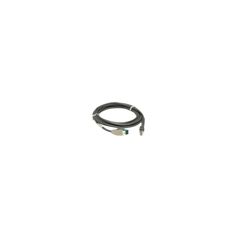 Zebra Cable - Shieldedusb: Power Plusconnector, 15FT.(4.6M), Straight,12V