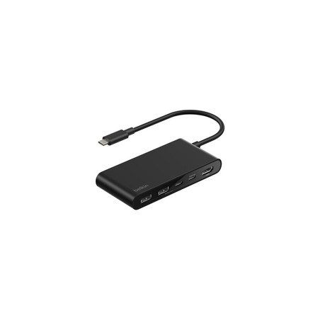 Belkin CONNECT 5-IN-1 USB-C Hub With/Dual USB-C Ports Black