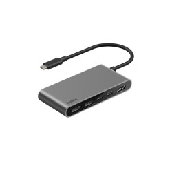 Belkin CONNECT 5-IN-1 USB-C Hub With/Dual USB-C Ports Silver
