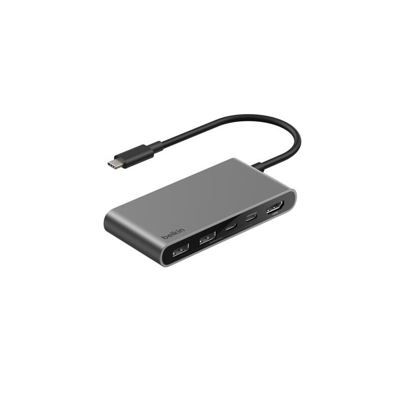 Belkin CONNECT 5-IN-1 USB-C Hub With/Dual USB-C Ports Silver