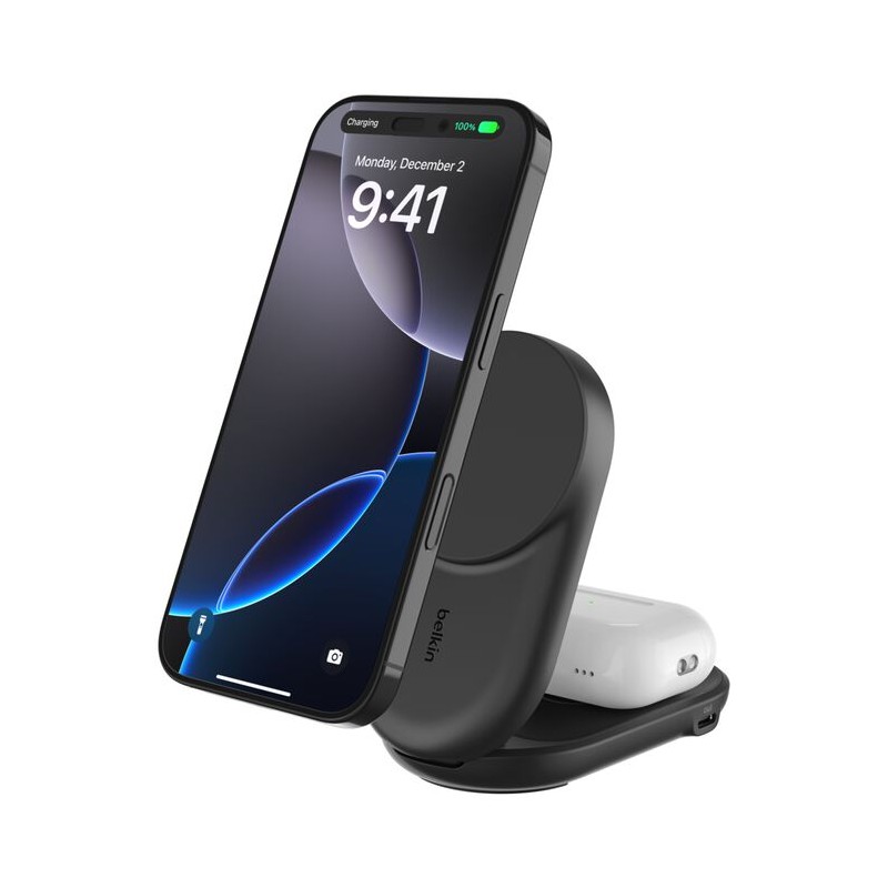 ULTRACHARGE 25 WATT QI2 MAGNETI/2-IN-1 LADESTATION KLAPPBAR SCHW WIZ039KQBK