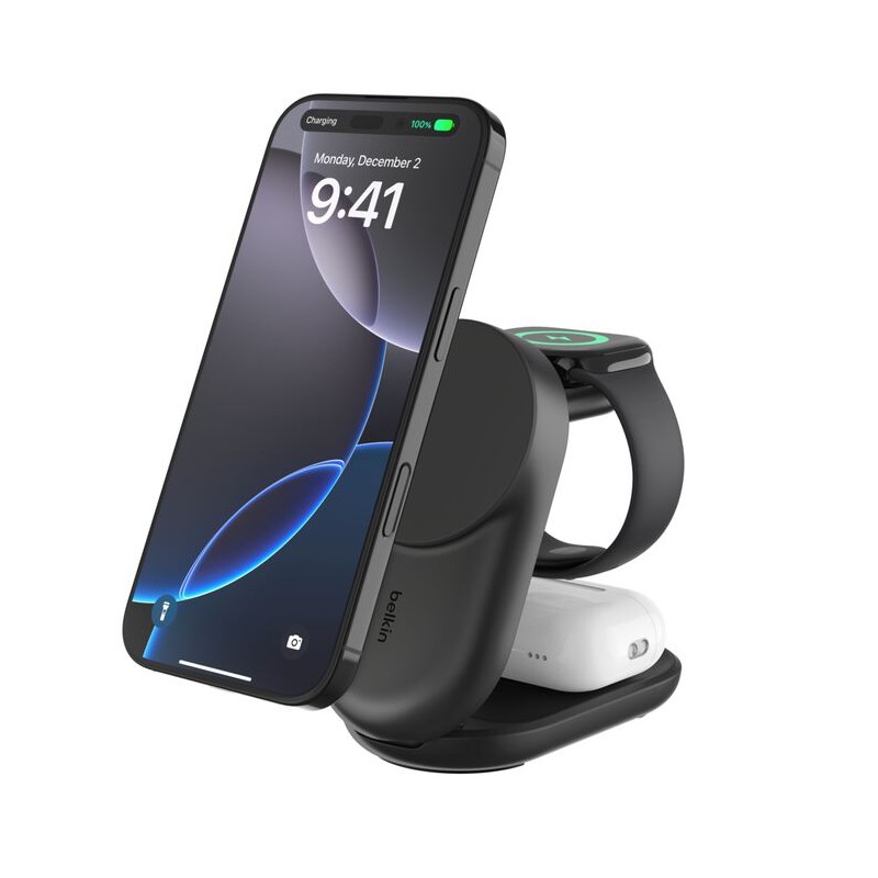 ULTRACHARGE 25 WATT QI2 MAGNETI/3-IN-1 LADESTATION KLAPPBAR SCHW WIZ037KQBK