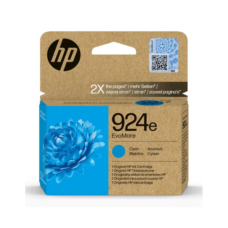 HP 924e EvoMore Cyan Original Ink Cartridge (800 pages)