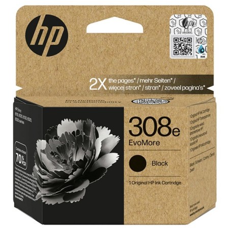 HP 308e EvoMore Black Original Ink Cartridge (320 pages)