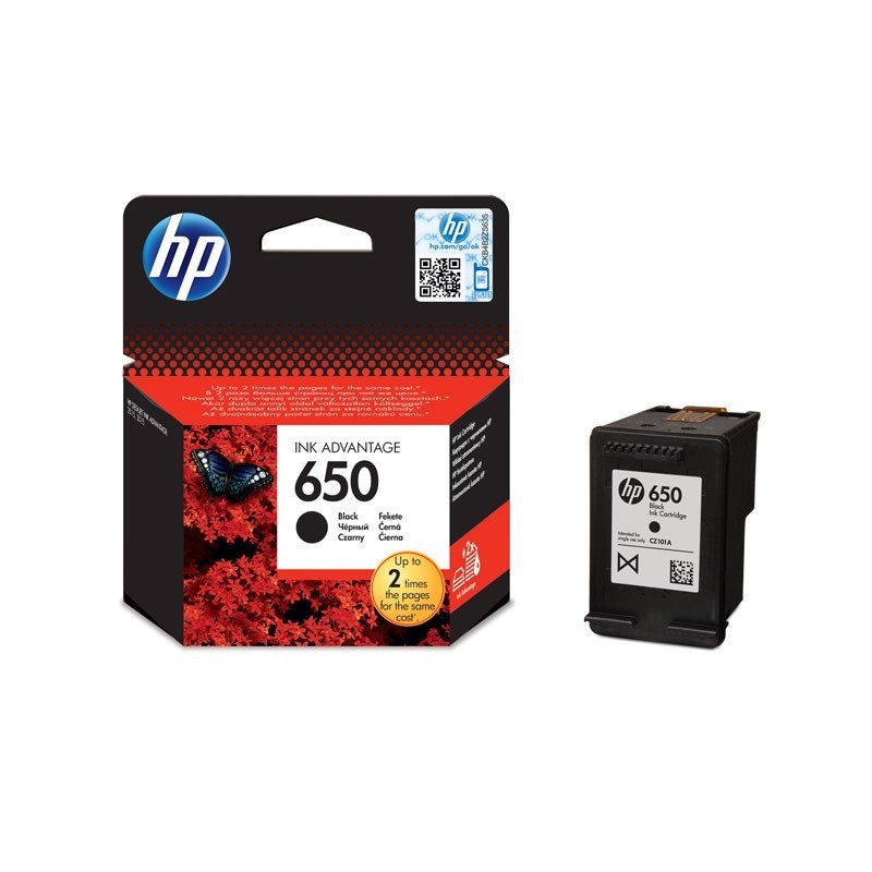 HP 650 Black Ink Cart, 6,5 ml, CZ101AE (360 pages)