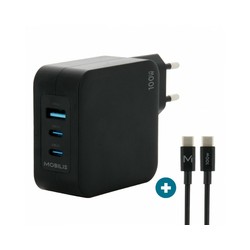 Mobilis Wall Charger - 100 W - 2 USB C/+ 1 USB A GaN + Cable - 2M - 100