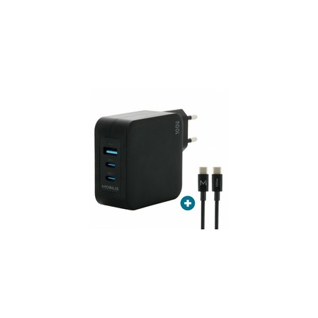 Mobilis Wall Charger - 100 W - 2 USB C/+ 1 USB A GaN + Cable - 2M - 100
