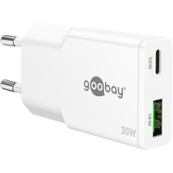 goobay 30W USB-C PD GaN duální rychlonabíječka tenká 1x USB-C port (Power Delivery) a 1x USB-A port (Quick Charge) PPADAPTER172