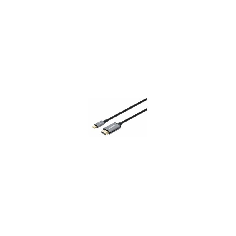 Manhattan kabel USB-C na HDMI, USB-C Male na HDMI Male, 2m, černá