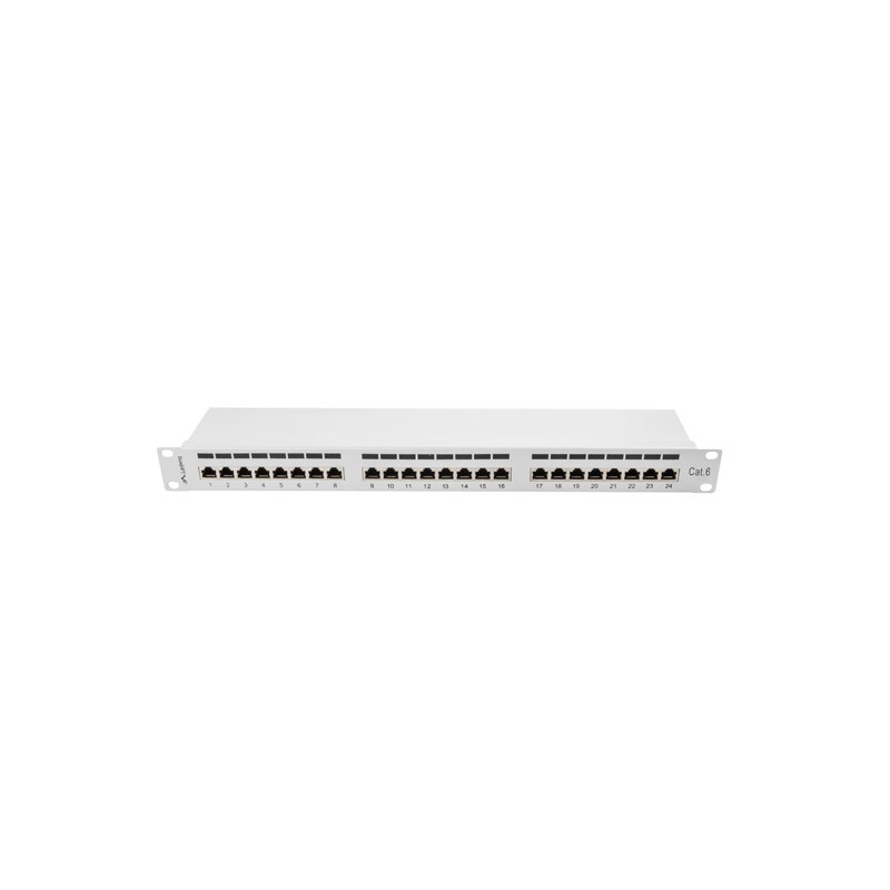 PATCH PANEL 24 PORTŮ 1U 19" CAT.6 FTP STÍNĚNÝ ŠED