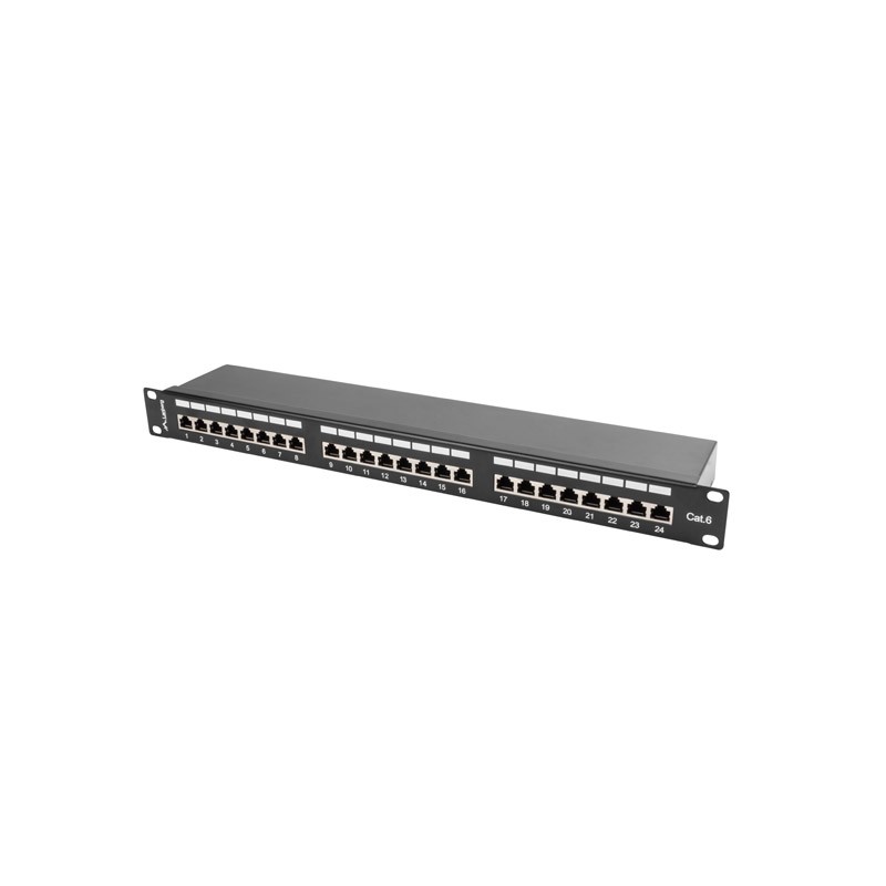PATCH PANEL 24 PORTŮ 1U 19" CAT.6 FTP STÍNĚNÝ ČER