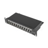 PATCH PANEL 12PORT 1U 10" CAT.6 FTP STÍNĚNÝ ČERNÝ