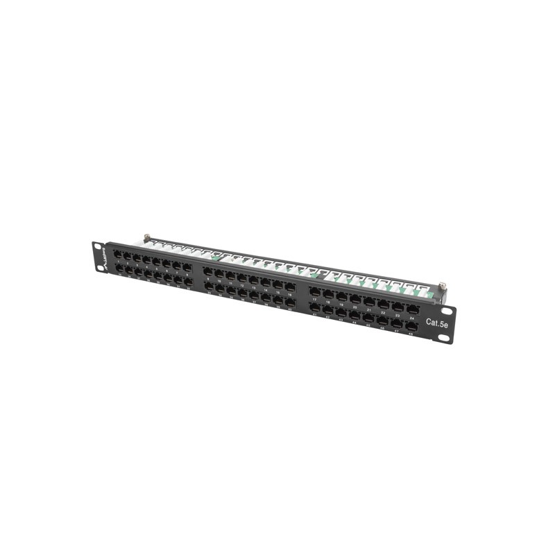 PATCH PANEL 48 PORTŮ 1U 19" CAT.5E UTP ČERNÝ LANB