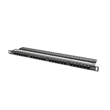 PATCH PANEL 24 PORTŮ 0,5U 19" CAT.6 UTP ČERNÝ LAN