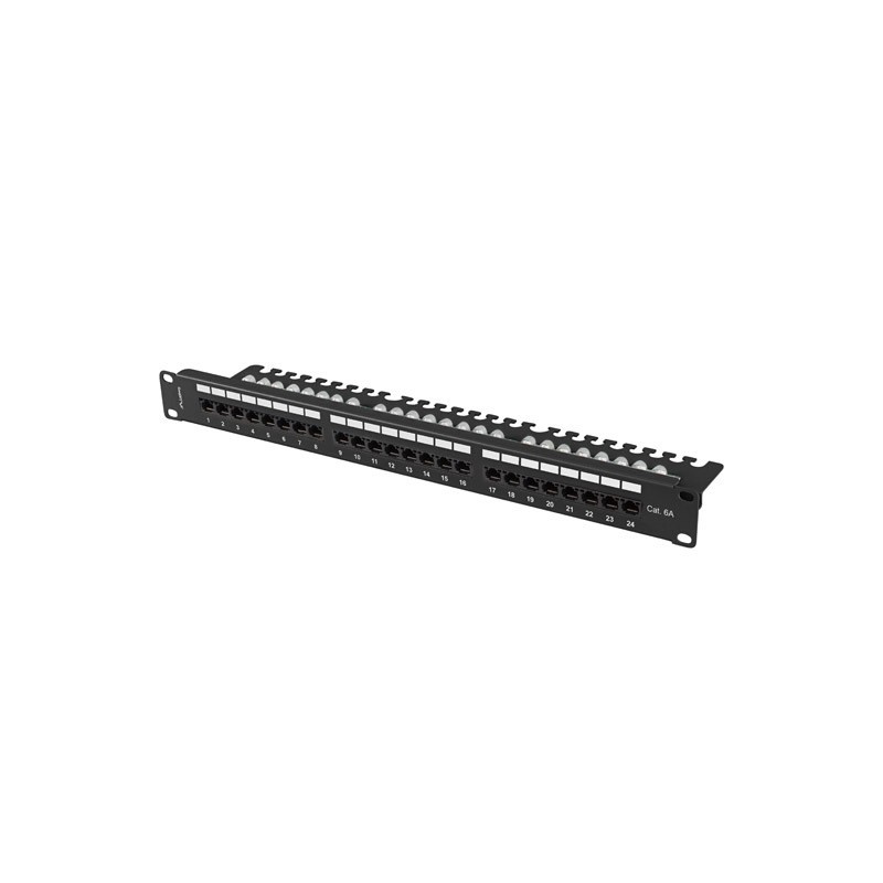 PATCH PANEL 24 PORTŮ 1U 19" CAT.6A UTP S POLICÍ Č